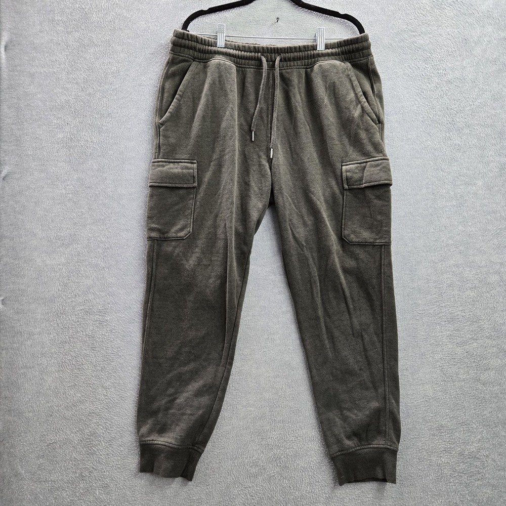 Old Navy Men Pants L Green Jogger Cargo Button 27" Inseam Outdoor